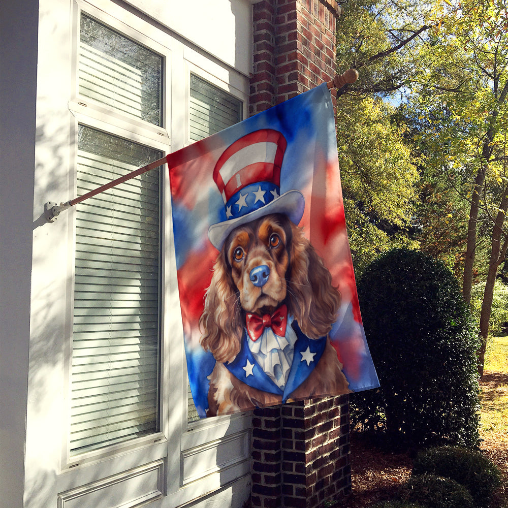 Cocker Spaniel Patriotic American House Flag