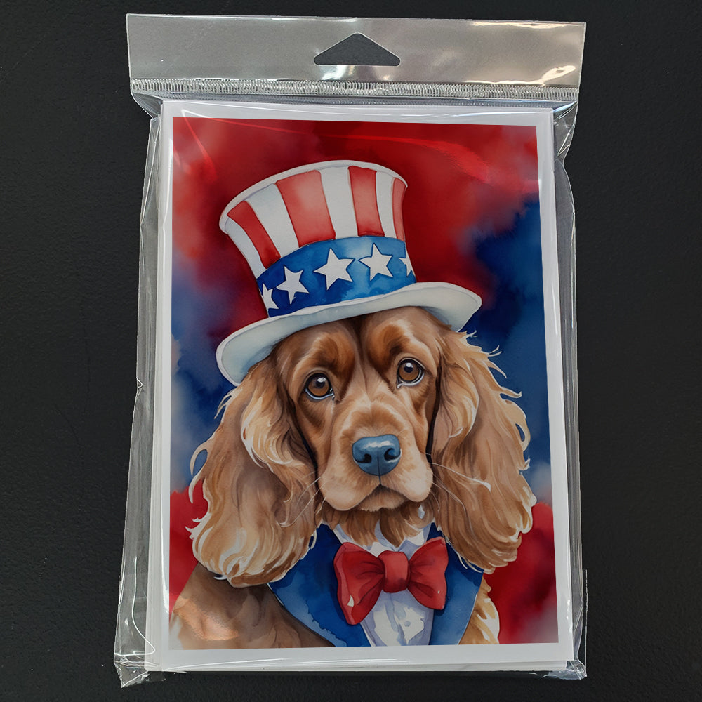 Cocker Spaniel Patriotic American Greeting Cards Pack of 8