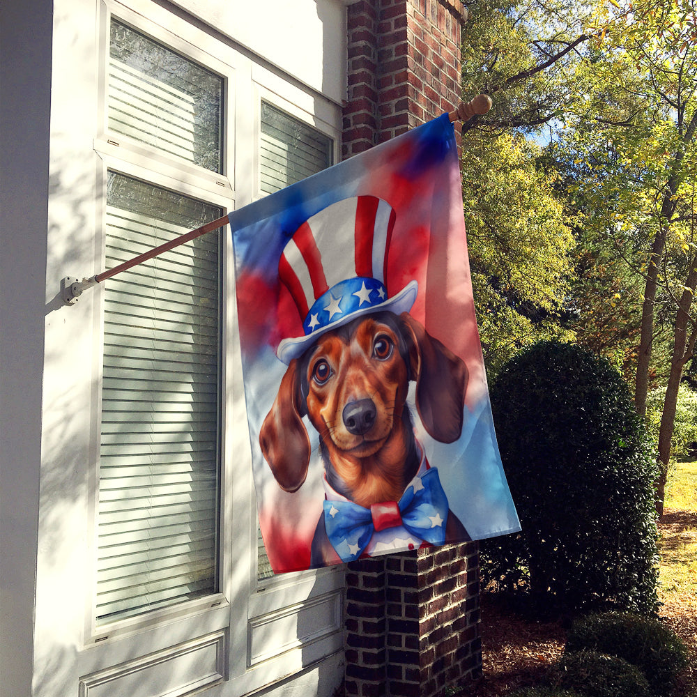 Dachshund Patriotic American House Flag