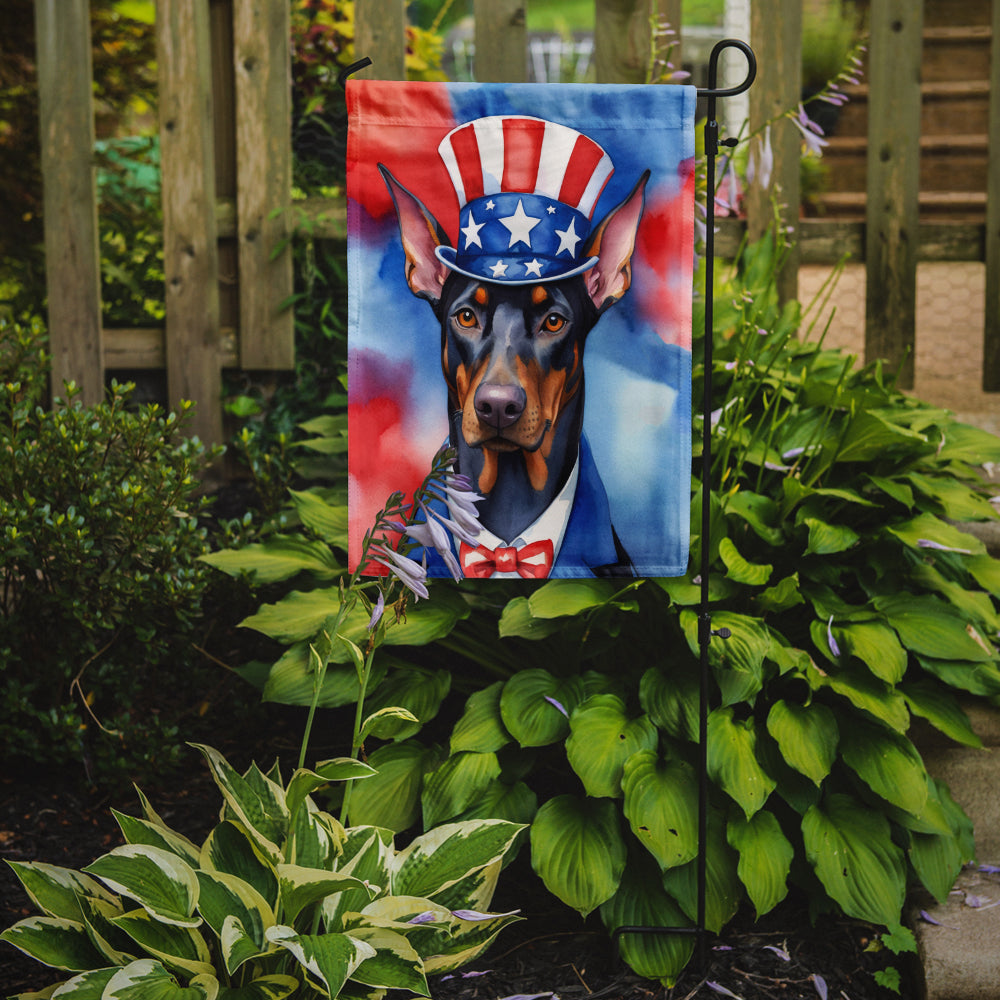 Doberman Pinscher Patriotic American Garden Flag