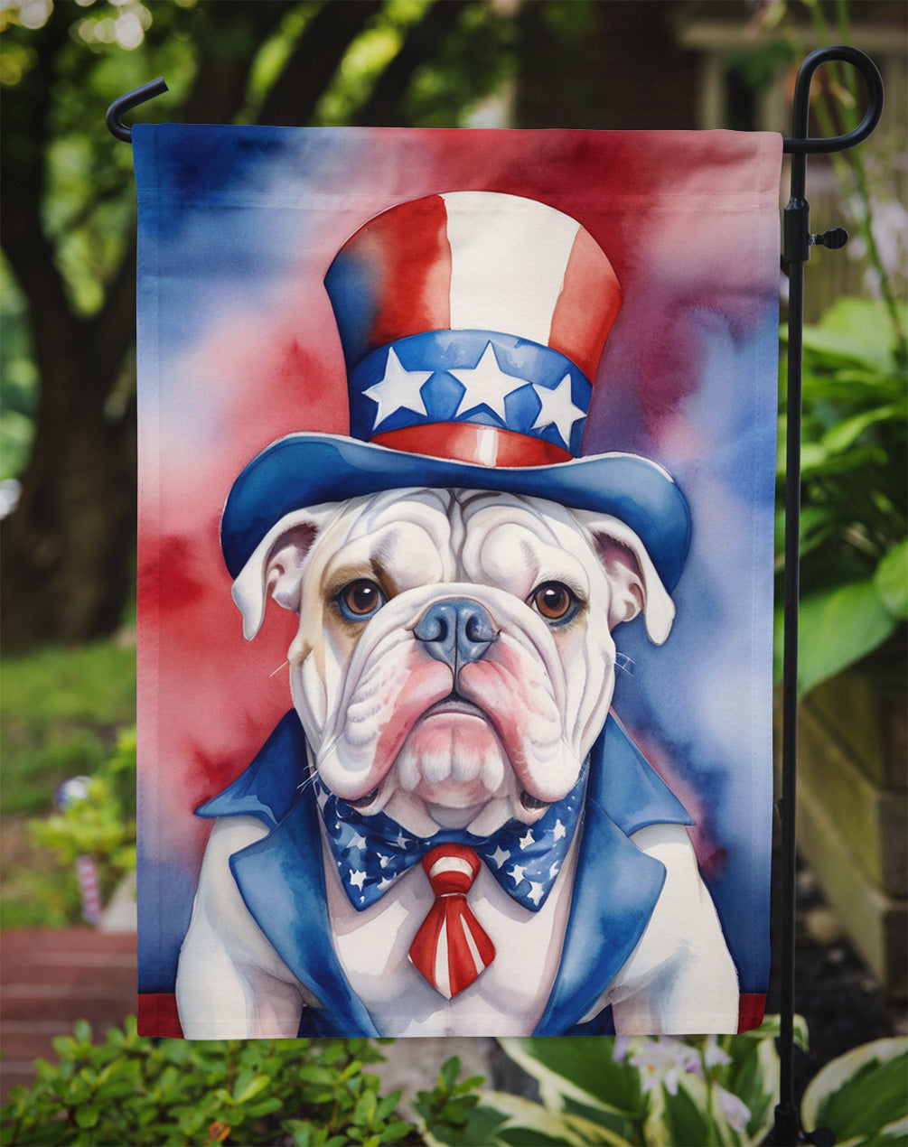 English Bulldog Patriotic American Garden Flag