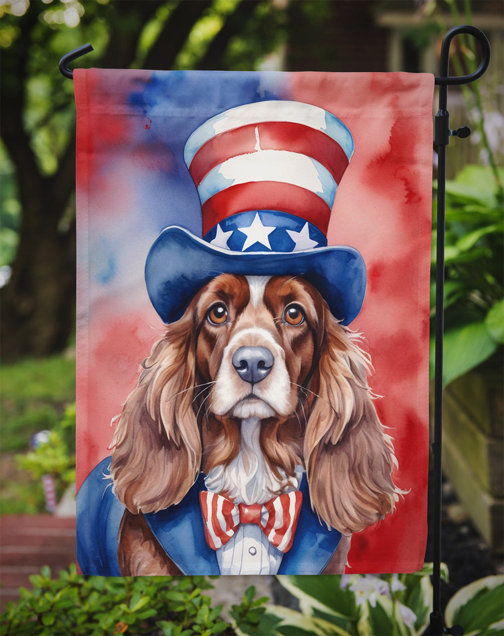 English Cocker Spaniel Patriotic American Garden Flag