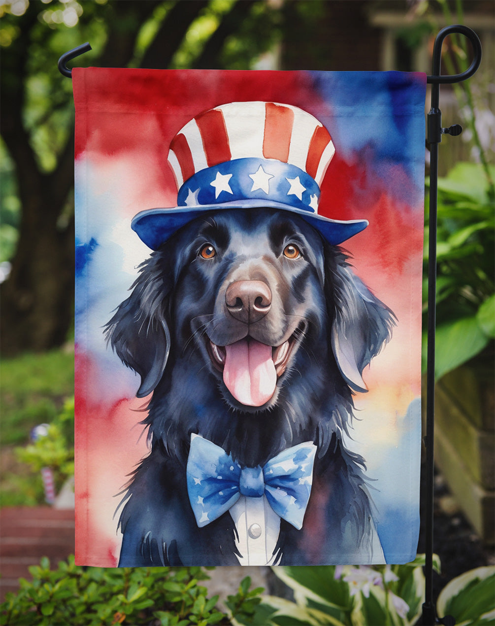 Flat-Coated Retriever Patriotic American Garden Flag