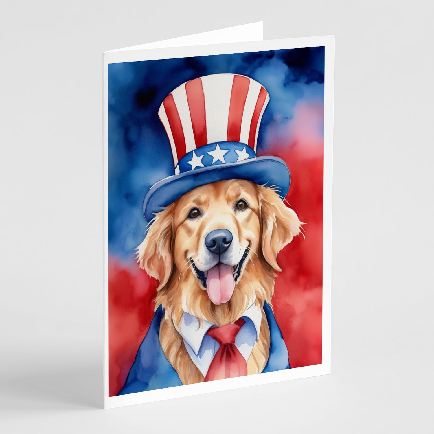 Buy this Golden Retriever Patriotic American Greeting Cards Pack of 8