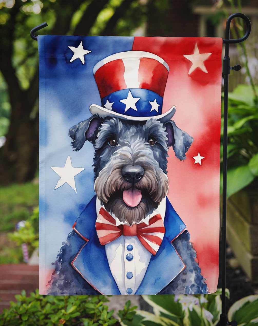 Kerry Blue Terrier Patriotic American Garden Flag