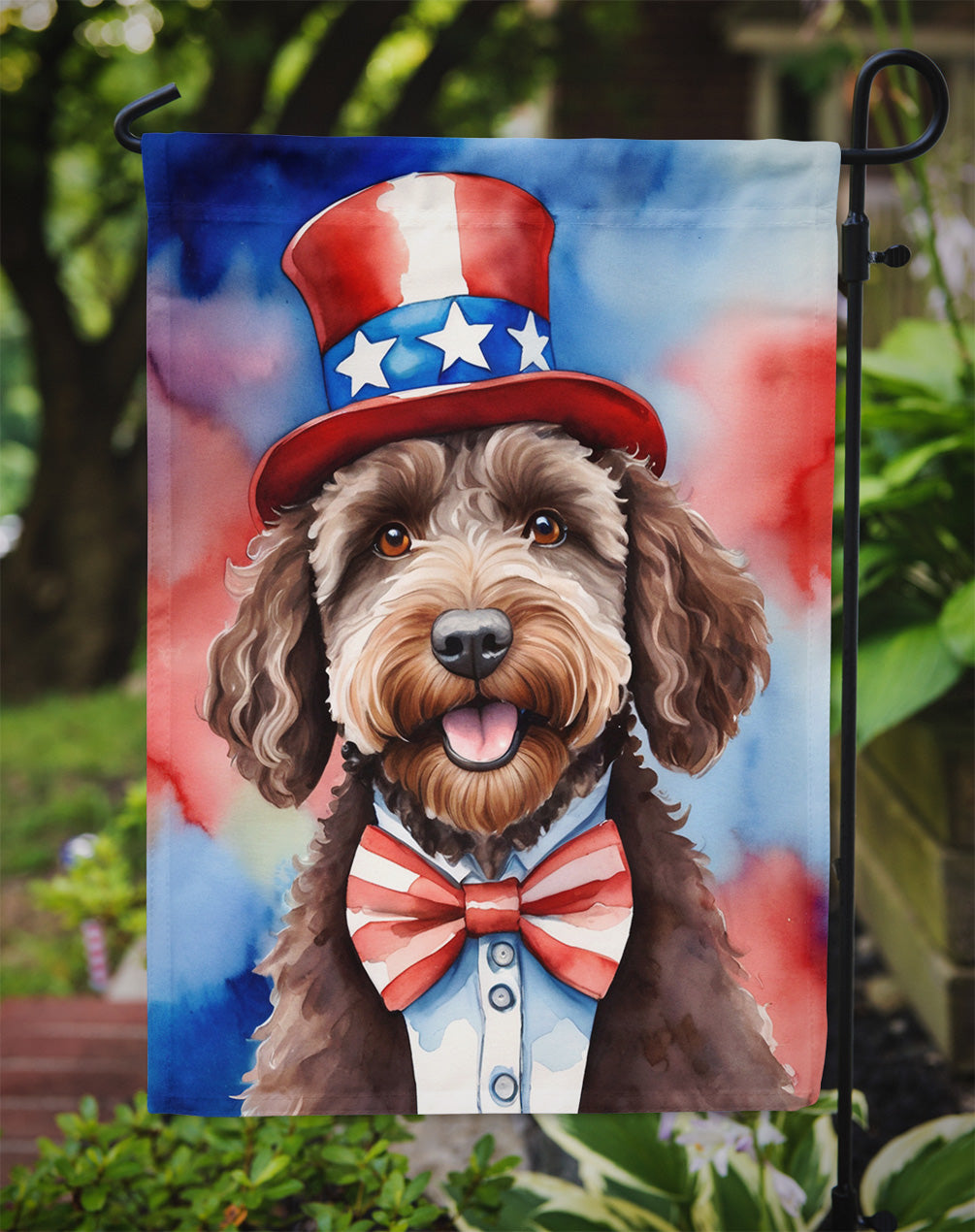 Labradoodle Patriotic American Garden Flag