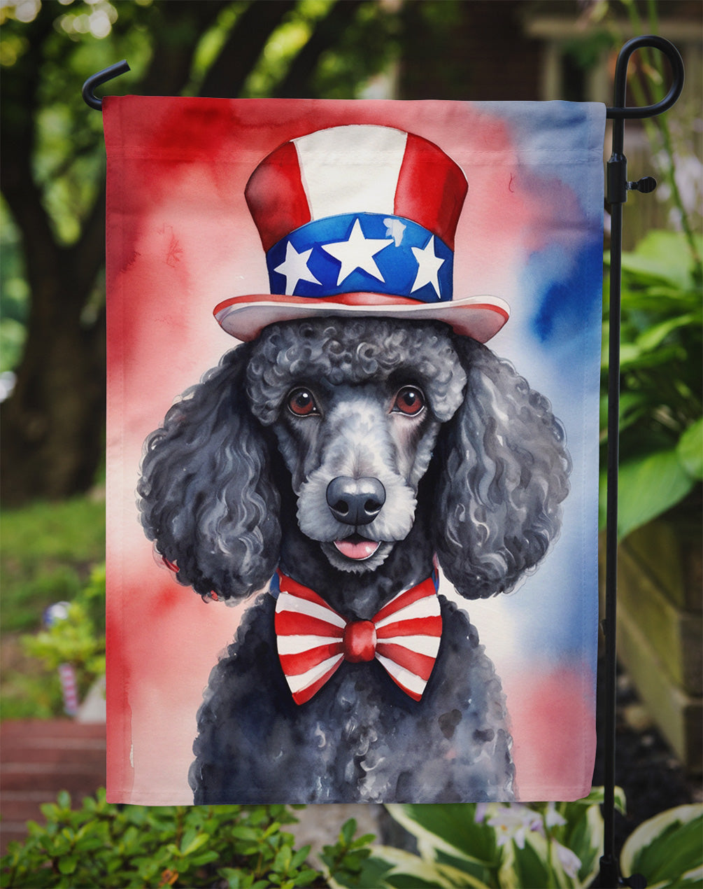 Black Poodle Patriotic American Garden Flag