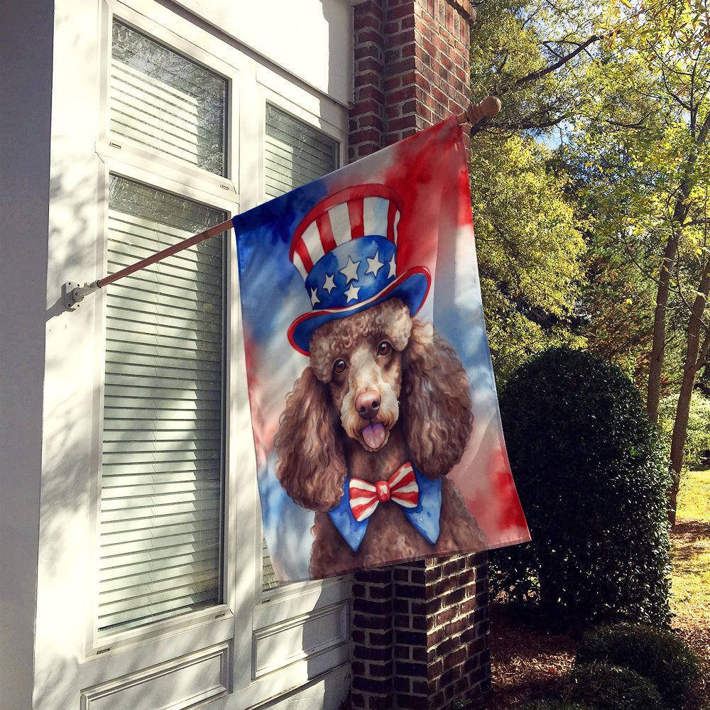 Poodle Patriotic American House Flag