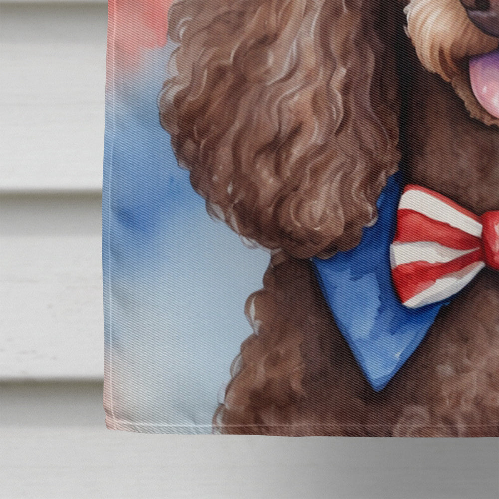 Poodle Patriotic American House Flag