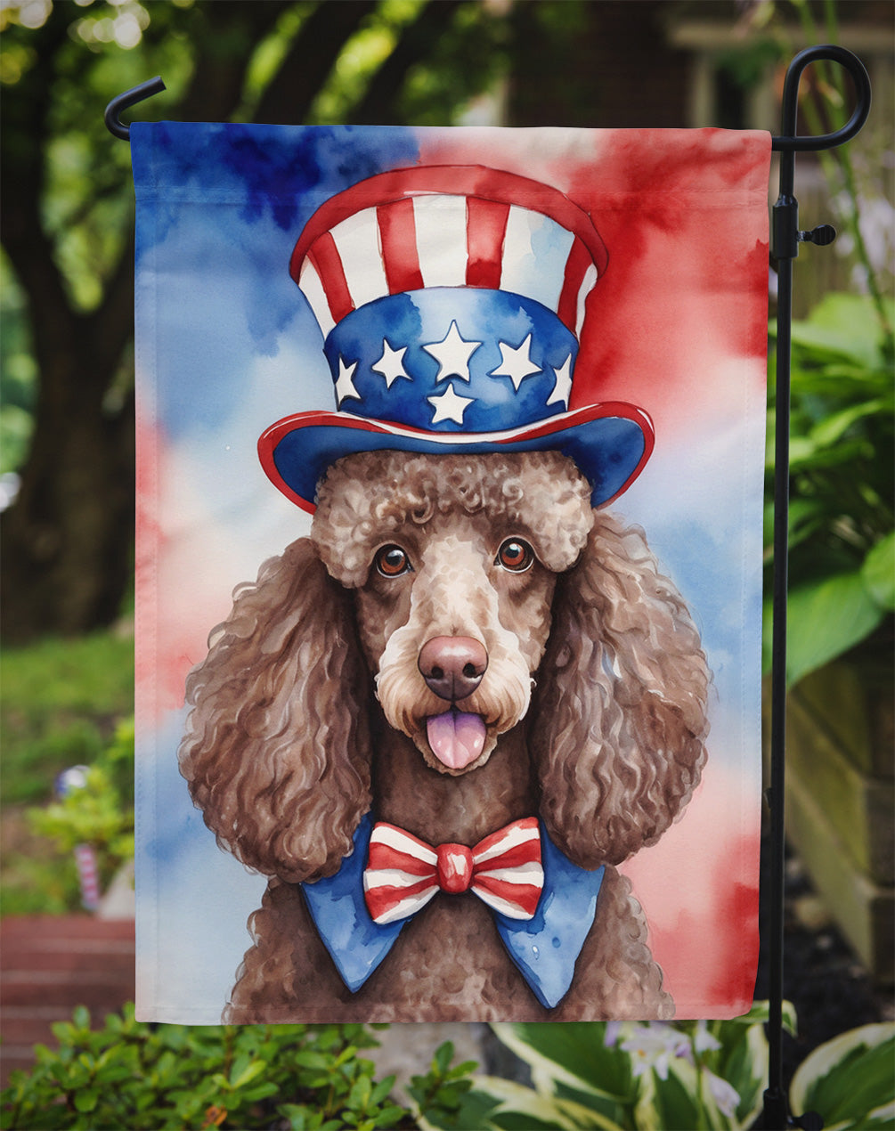 Poodle Patriotic American Garden Flag