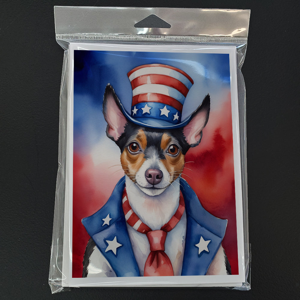 Rat Terrier Patriotic American Greeting Cards Pack of 8