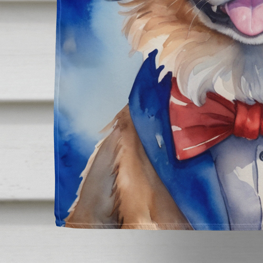 Tibetan Spaniel Patriotic American House Flag