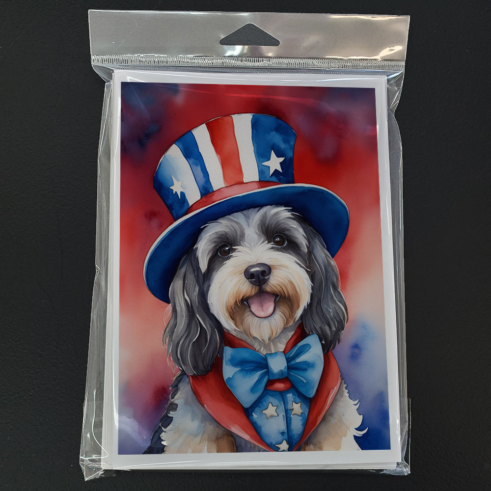 Tibetan Terrier Patriotic American Greeting Cards Pack of 8