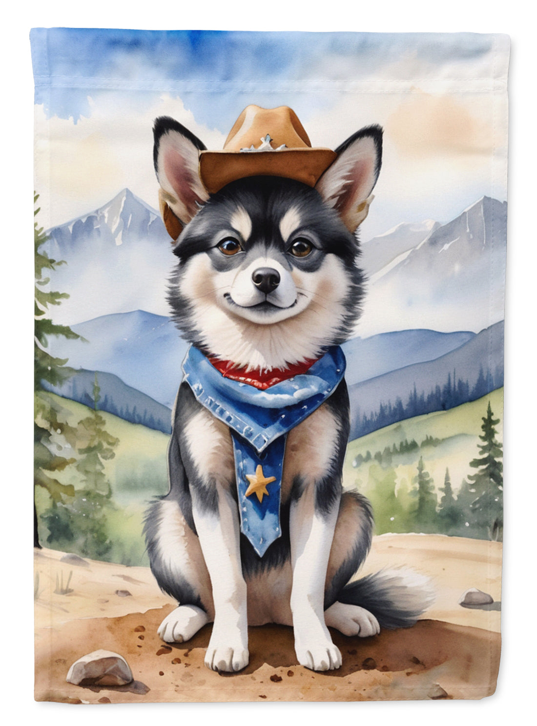 Buy this Alaskan Klee Kai Cowboy Welcome House Flag