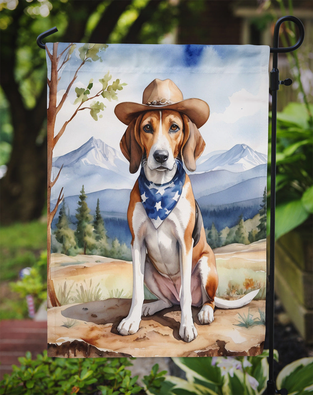 American Foxhound Cowboy Welcome Garden Flag