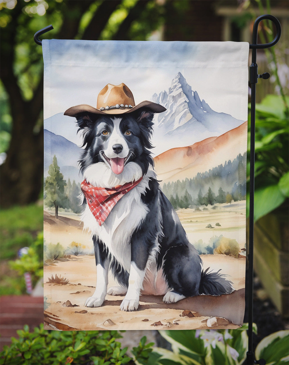 Border Collie Cowboy Welcome Garden Flag