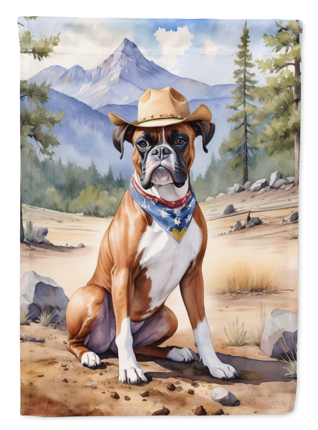 Buy this Boxer Cowboy Welcome House Flag