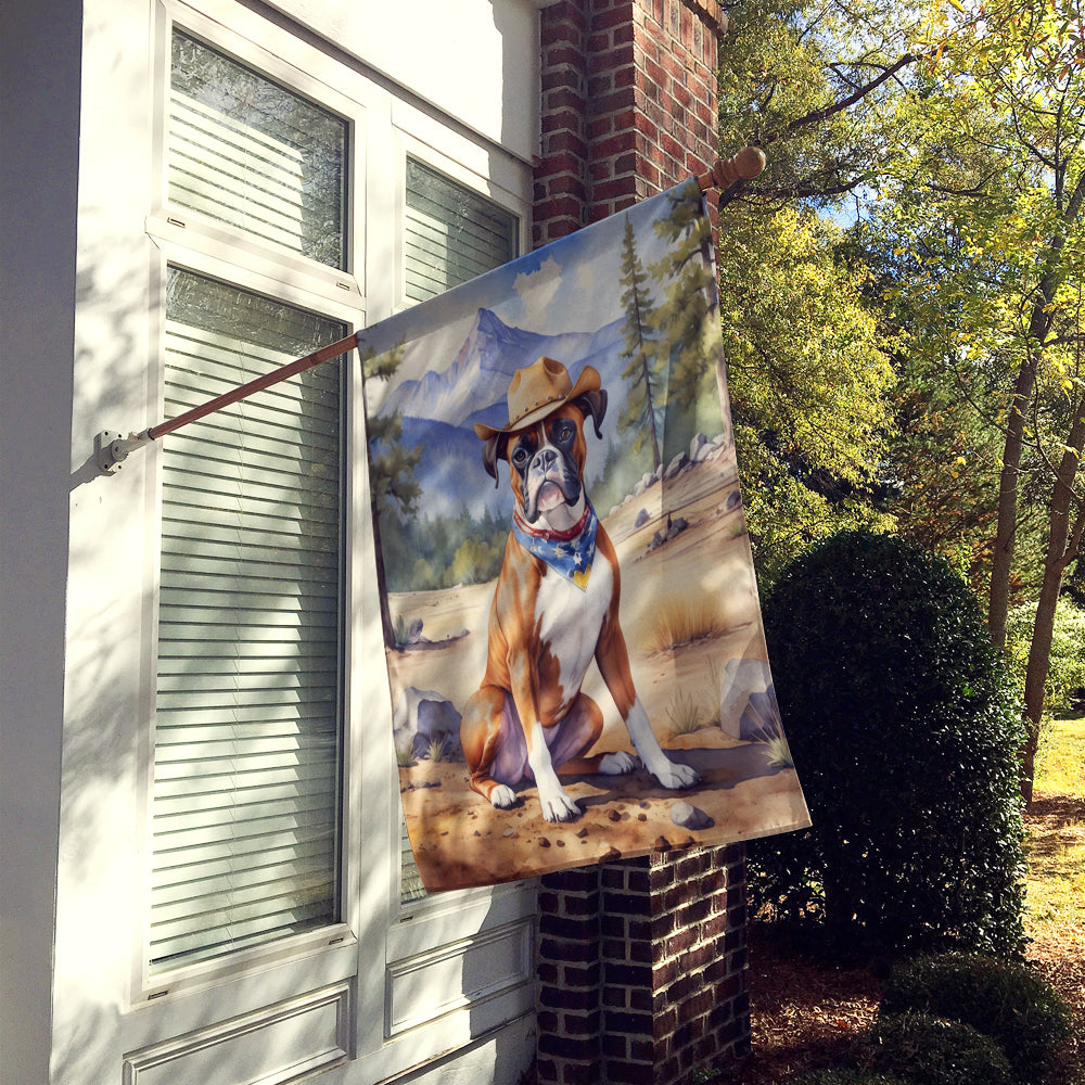 Boxer Cowboy Welcome House Flag