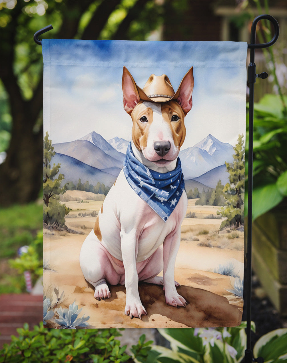 Bull Terrier Cowboy Welcome Garden Flag