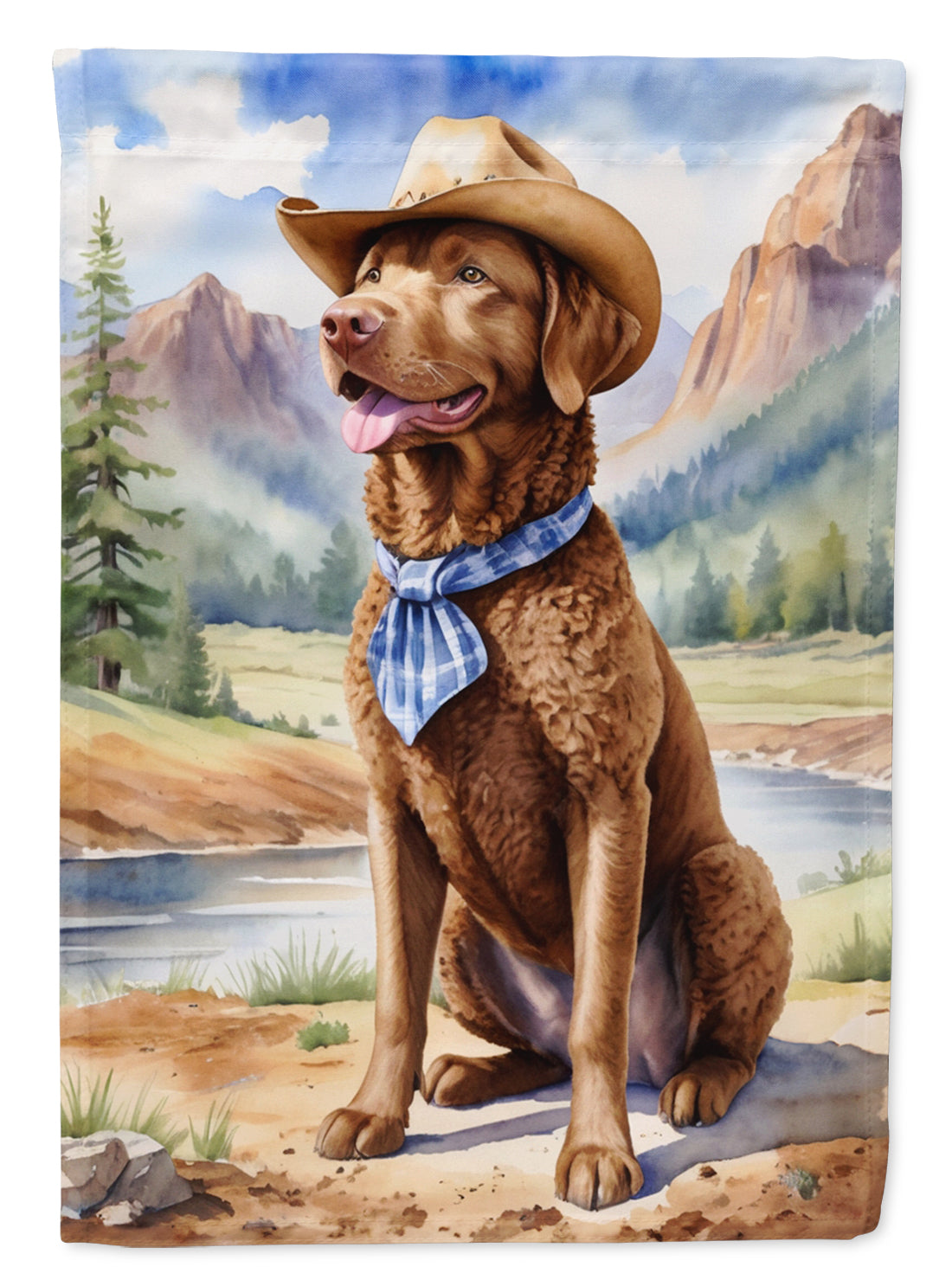 Buy this Chesapeake Bay Retriever Cowboy Welcome House Flag