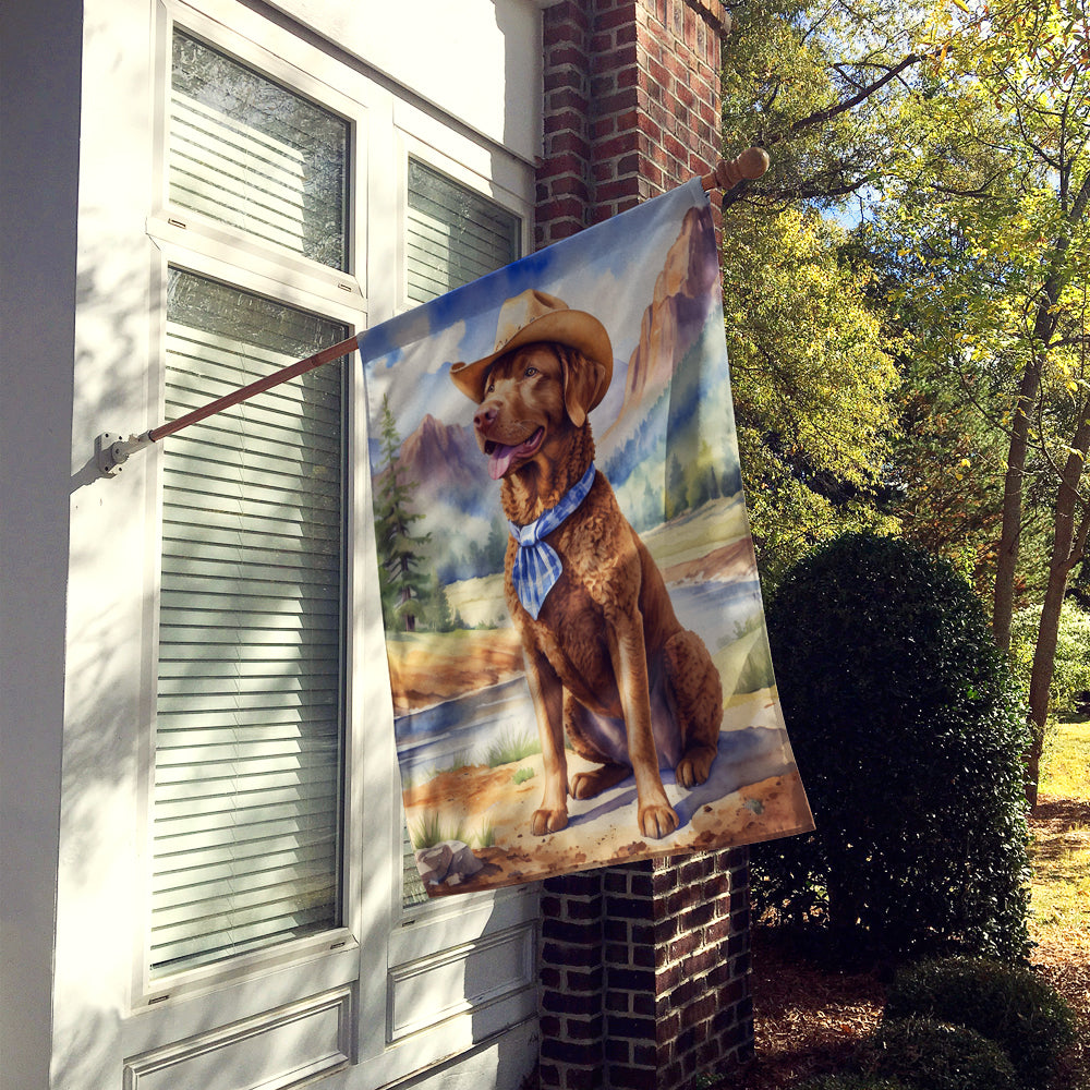 Chesapeake Bay Retriever Cowboy Welcome House Flag