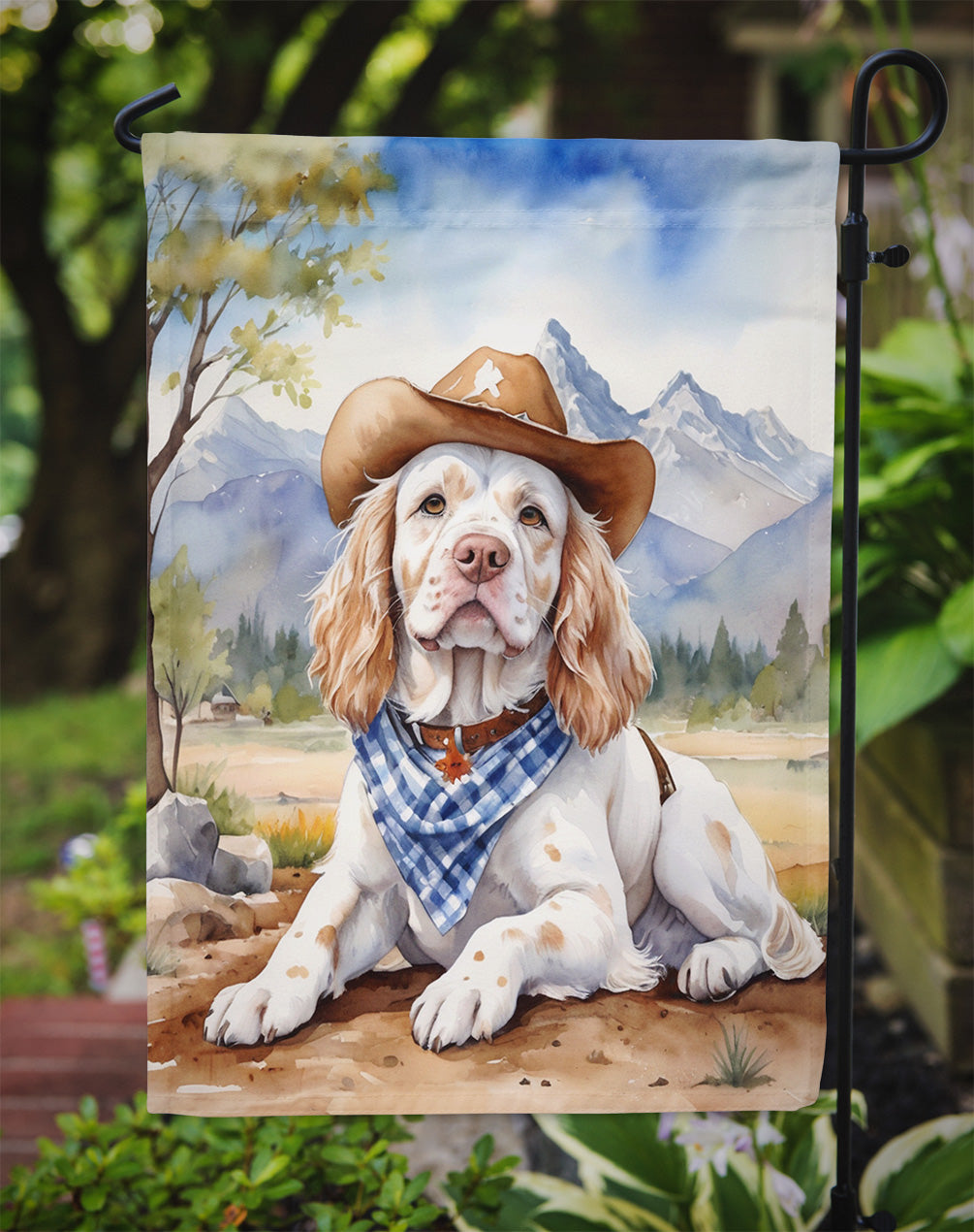 Clumber Spaniel Cowboy Welcome Garden Flag