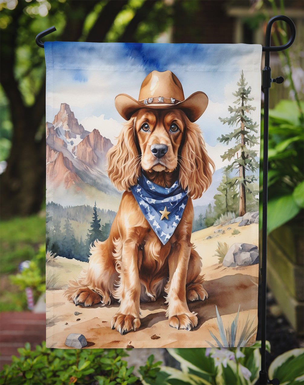 Cocker Spaniel Cowboy Welcome Garden Flag