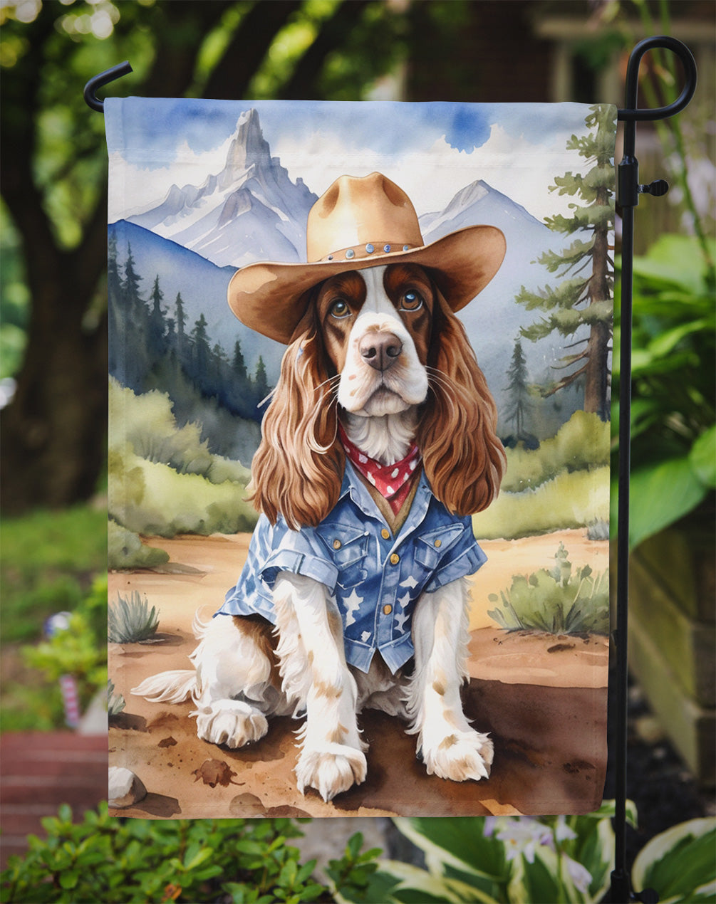 Cocker Spaniel Cowboy Welcome Garden Flag