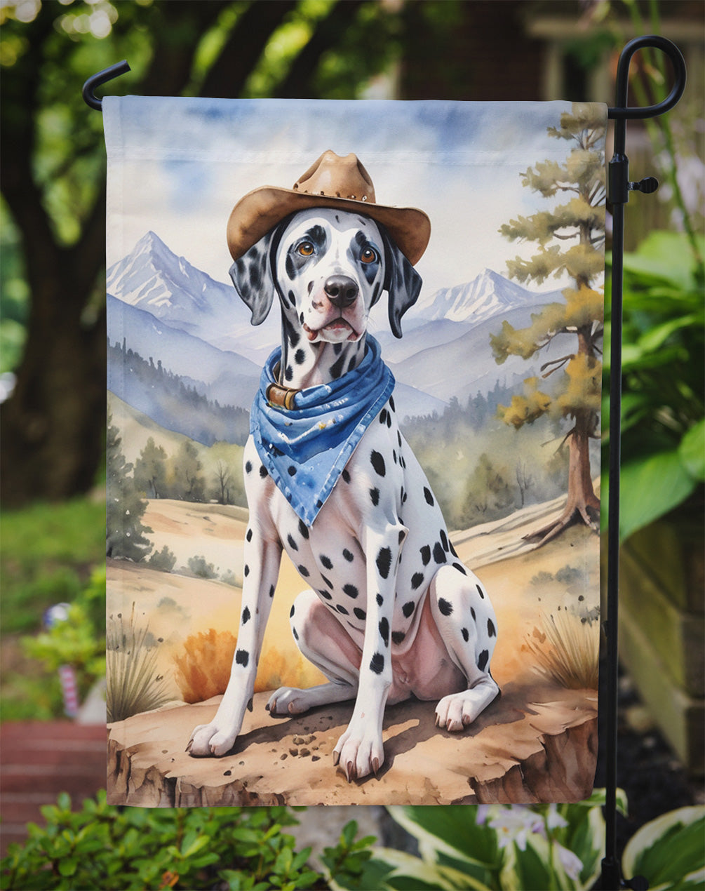 Dalmatian Cowboy Welcome Garden Flag