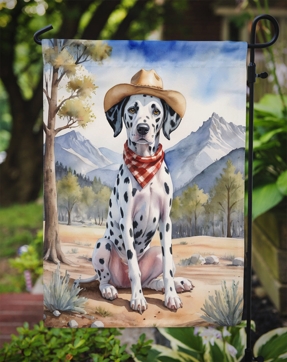 Dalmatian Cowboy Welcome Garden Flag