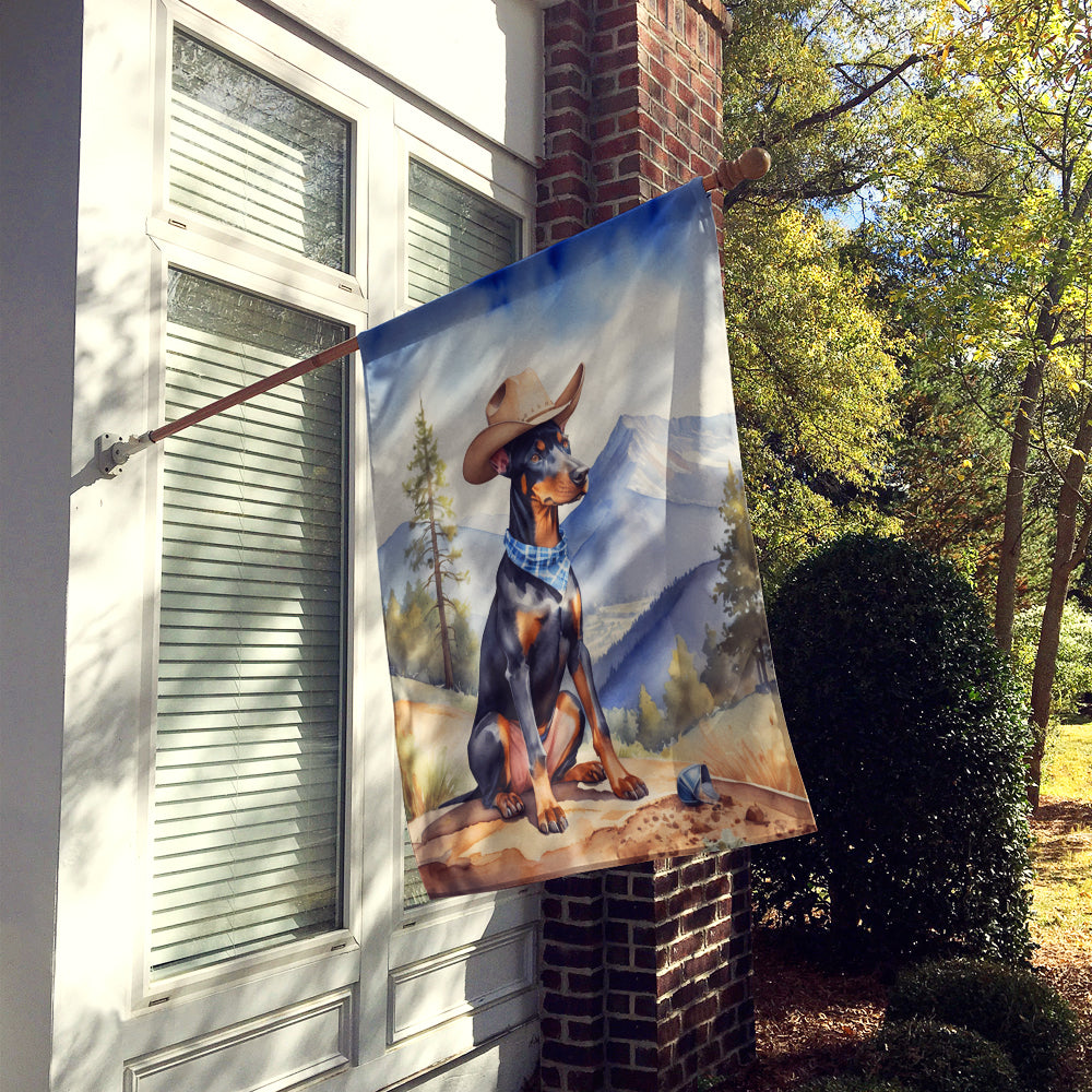 Doberman Pinscher Cowboy Welcome House Flag