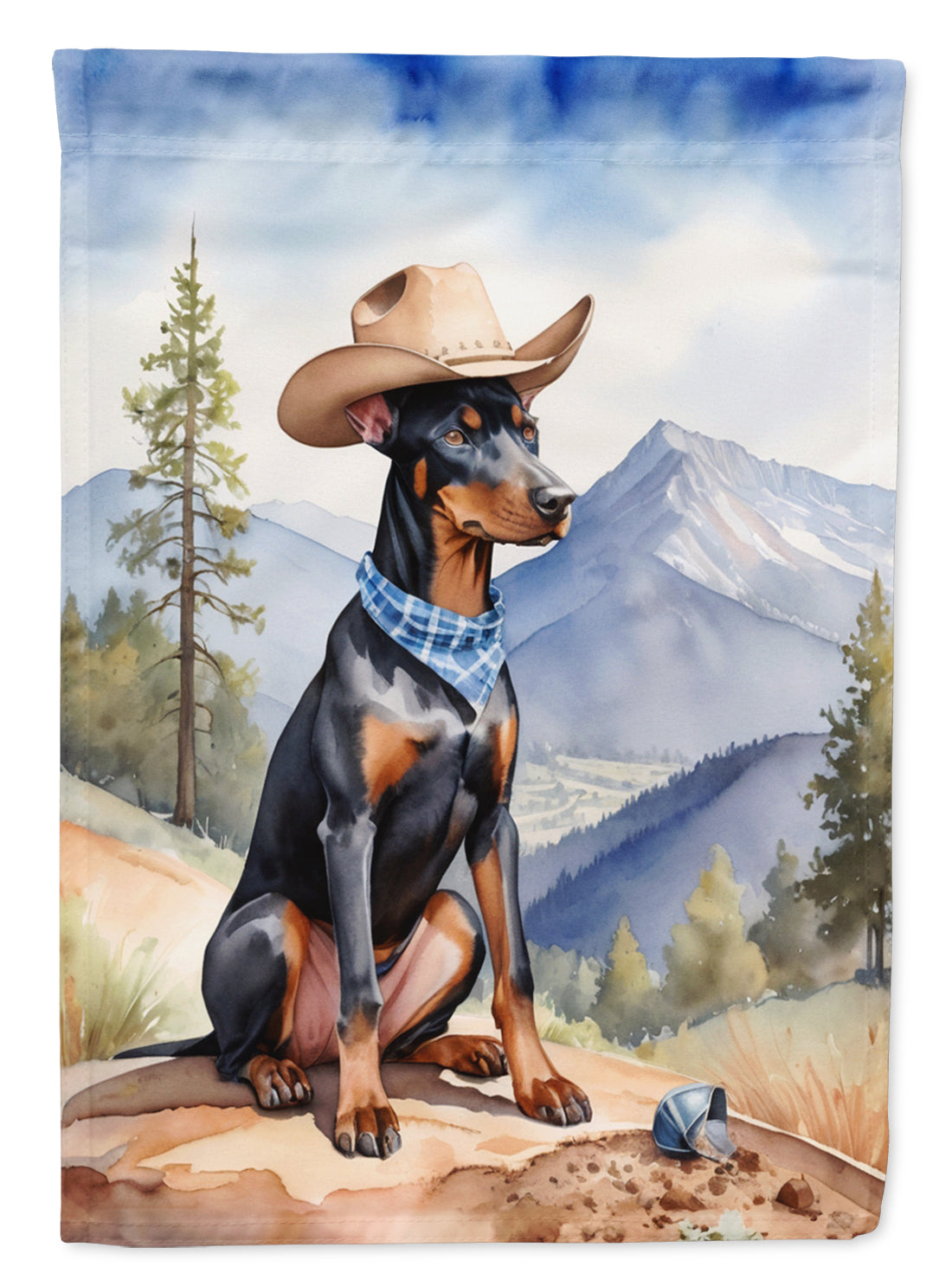 Buy this Doberman Pinscher Cowboy Welcome Garden Flag