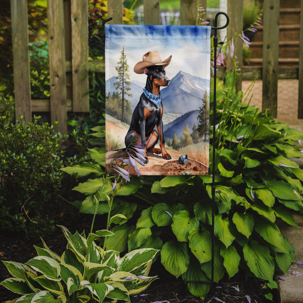 Doberman Pinscher Cowboy Welcome Garden Flag