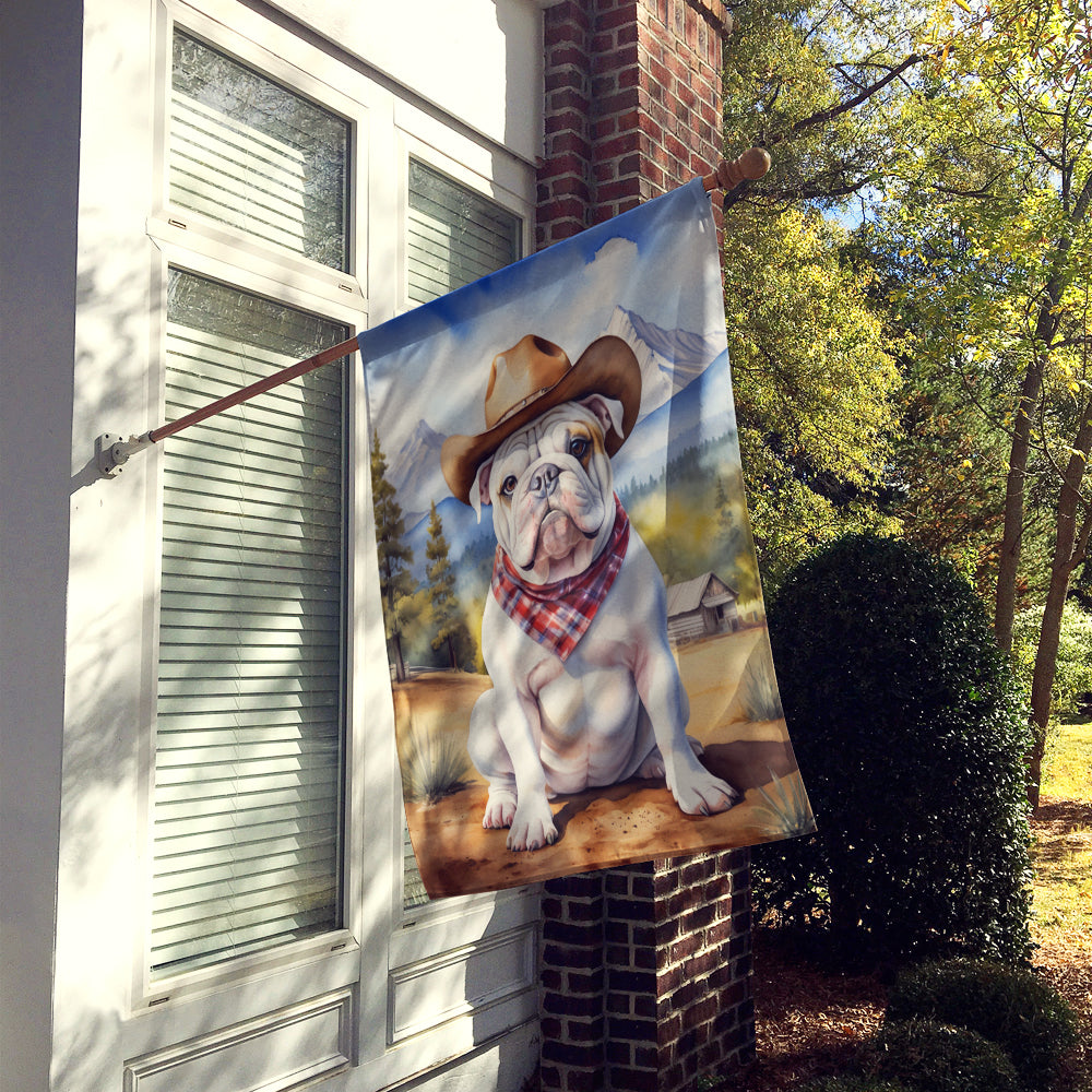 English Bulldog Cowboy Welcome House Flag