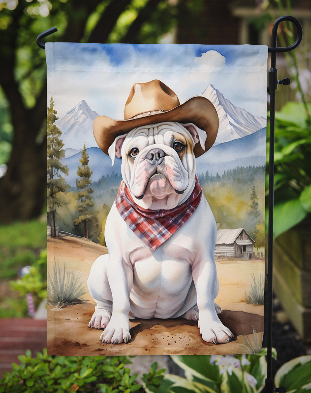 English Bulldog Cowboy Welcome Garden Flag