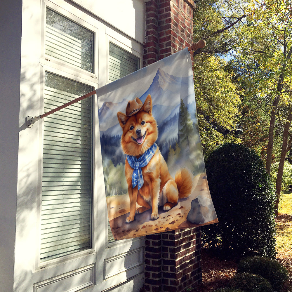 Finnish Spitz Cowboy Welcome House Flag