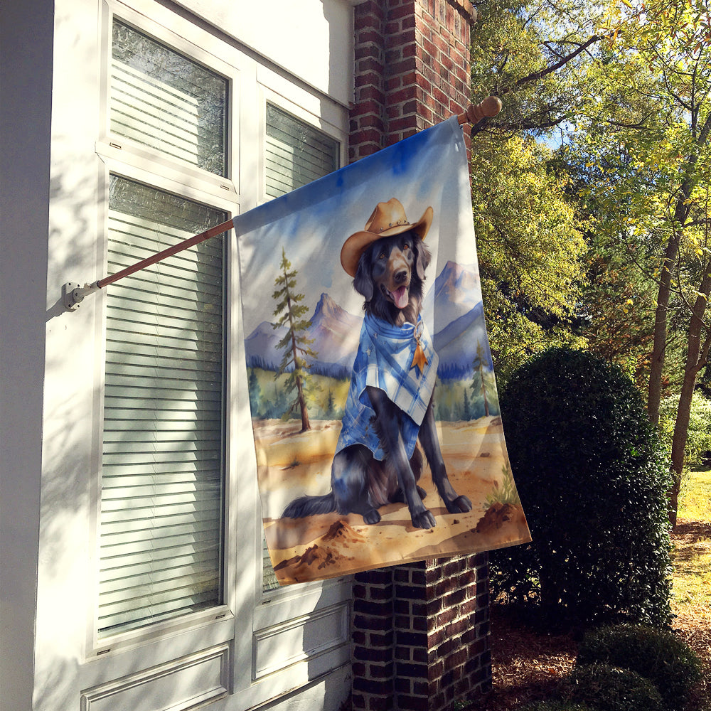 Flat-Coated Retriever Cowboy Welcome House Flag