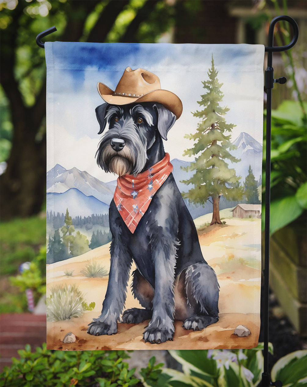 Giant Schnauzer Cowboy Welcome Garden Flag