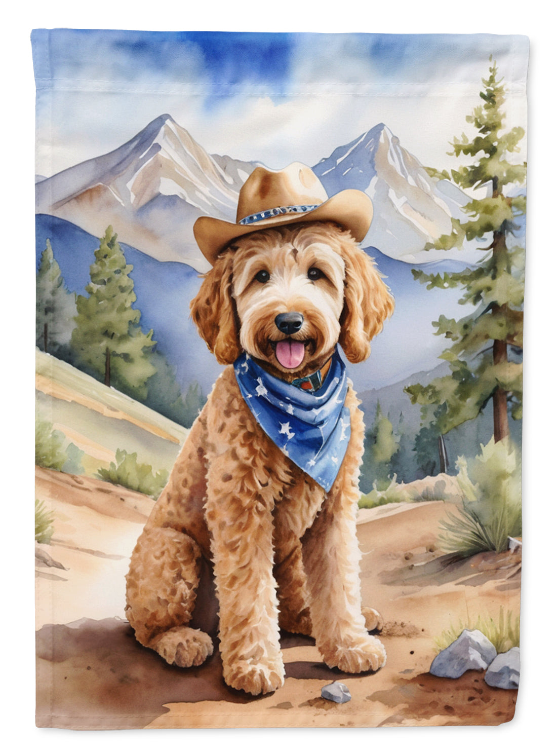 Buy this Goldendoodle Cowboy Welcome Garden Flag