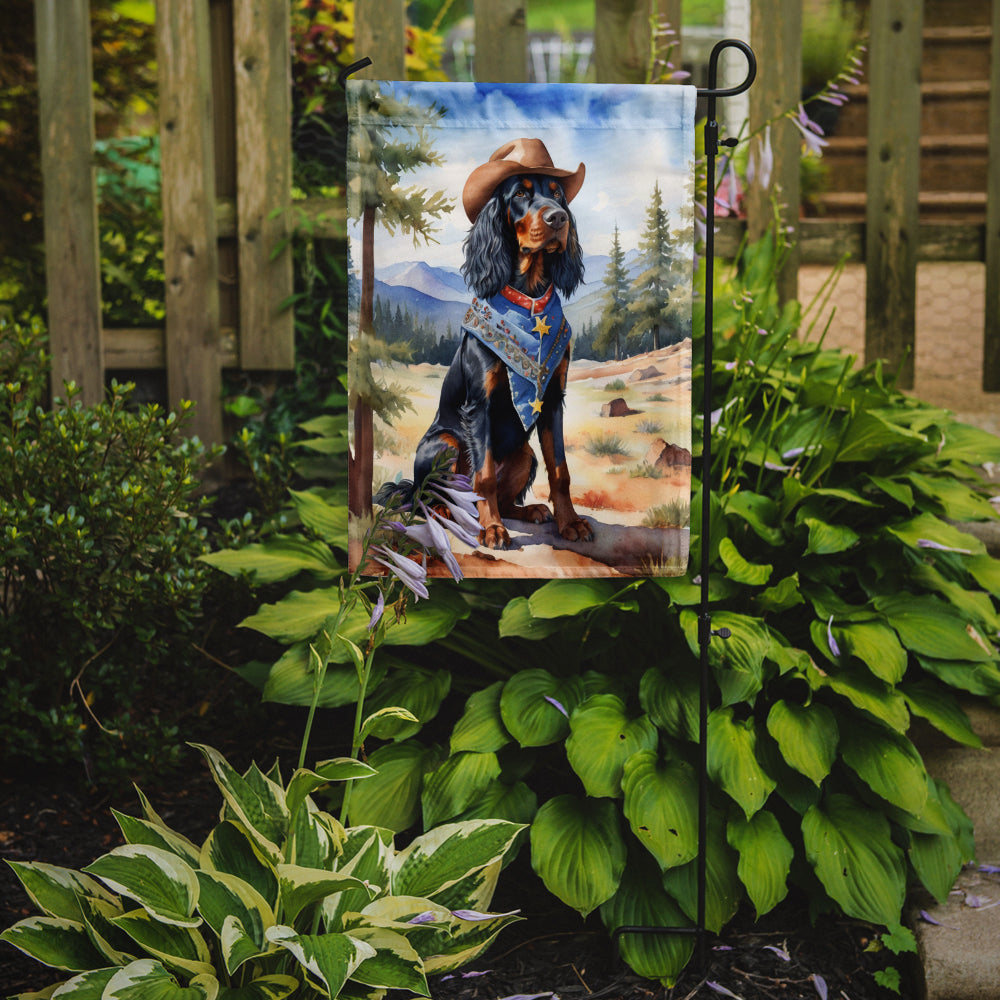 Gordon Setter Cowboy Welcome Garden Flag