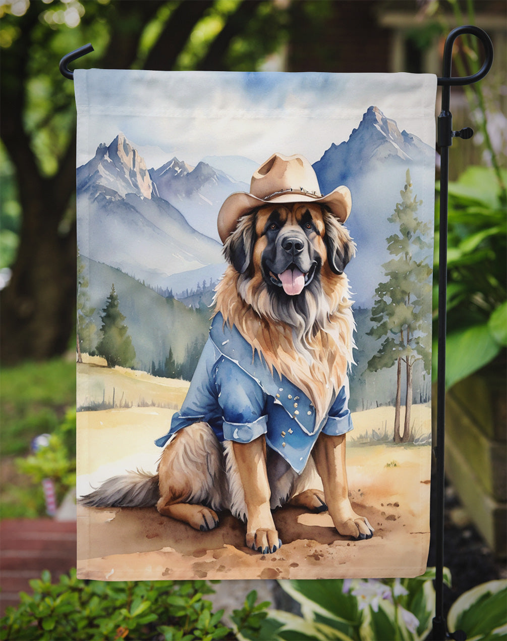 Leonberger Cowboy Welcome Garden Flag