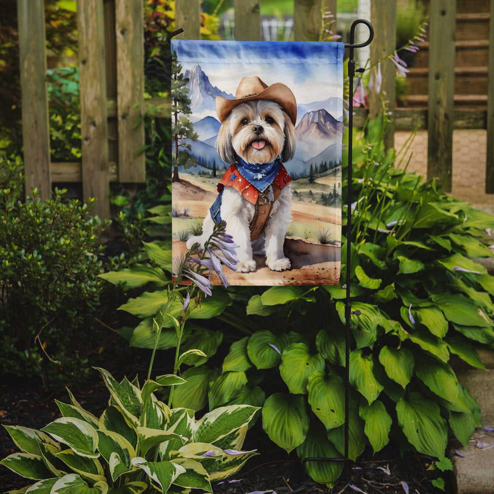 Lhasa Apso Cowboy Welcome Garden Flag