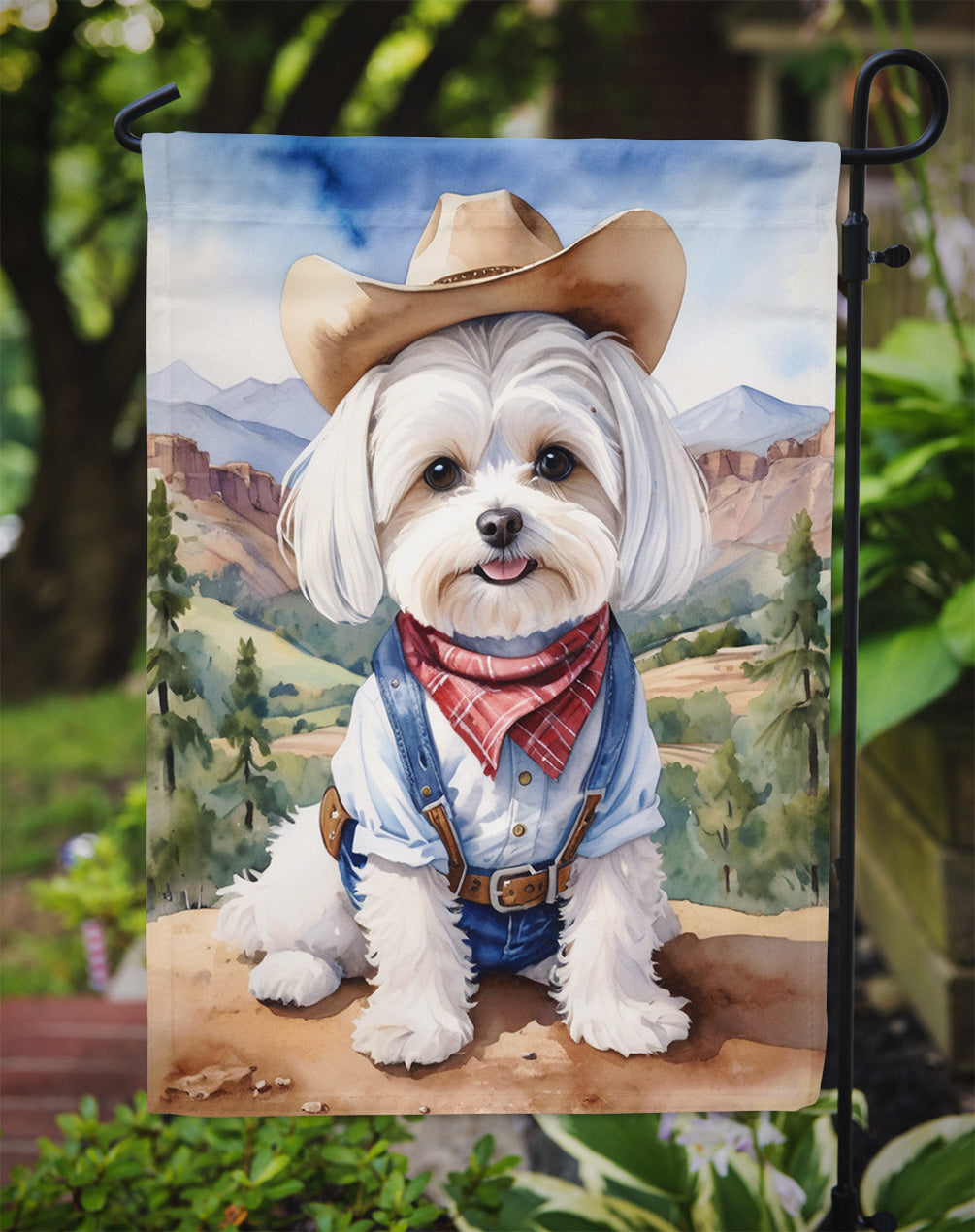 Maltese Cowboy Welcome Garden Flag