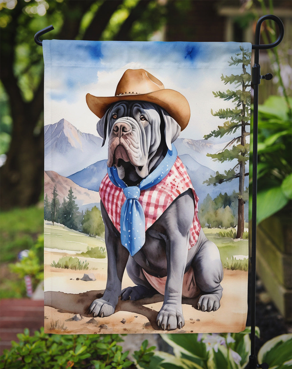 Neapolitan Mastiff Cowboy Welcome Garden Flag