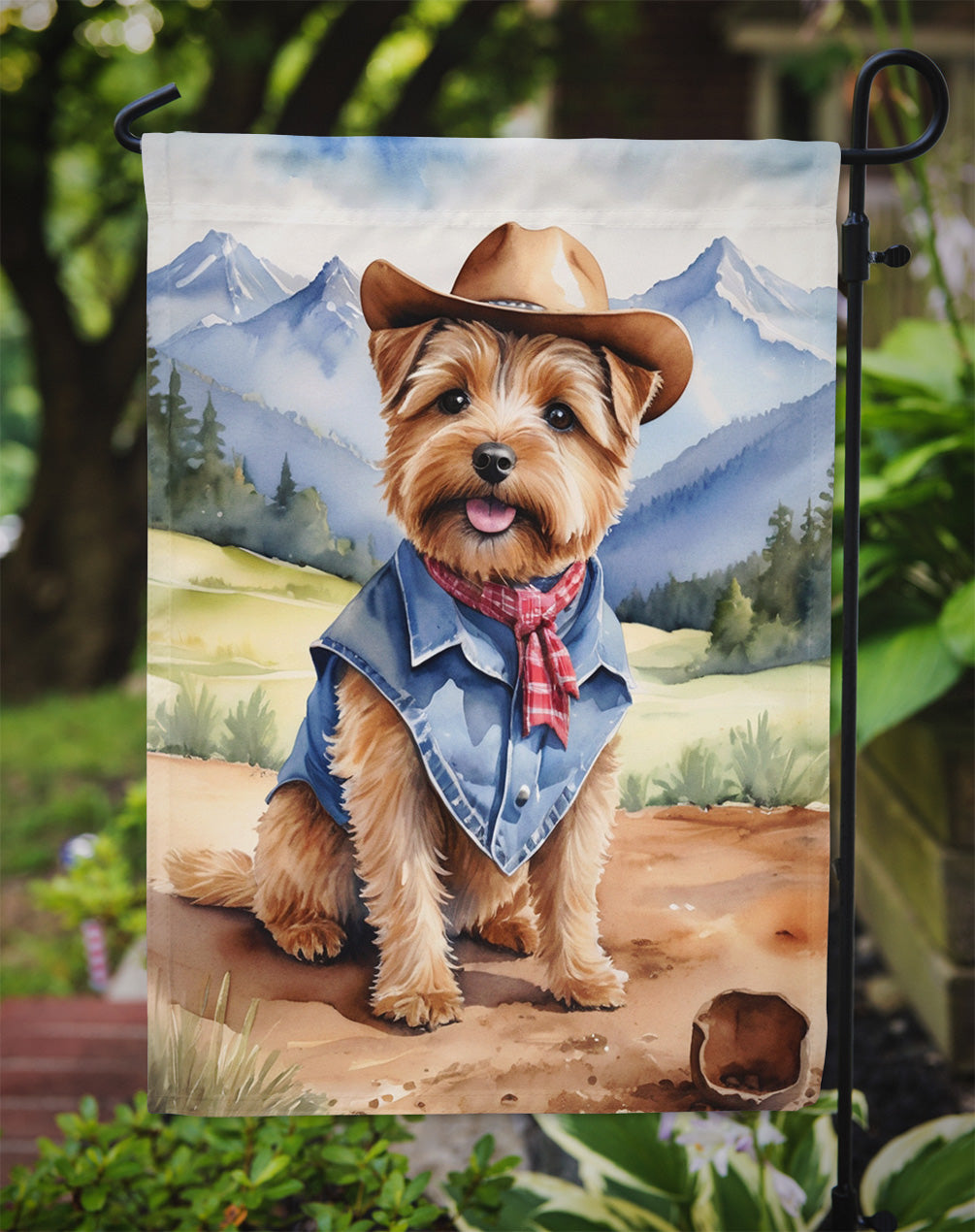 Norfolk Terrier Cowboy Welcome Garden Flag