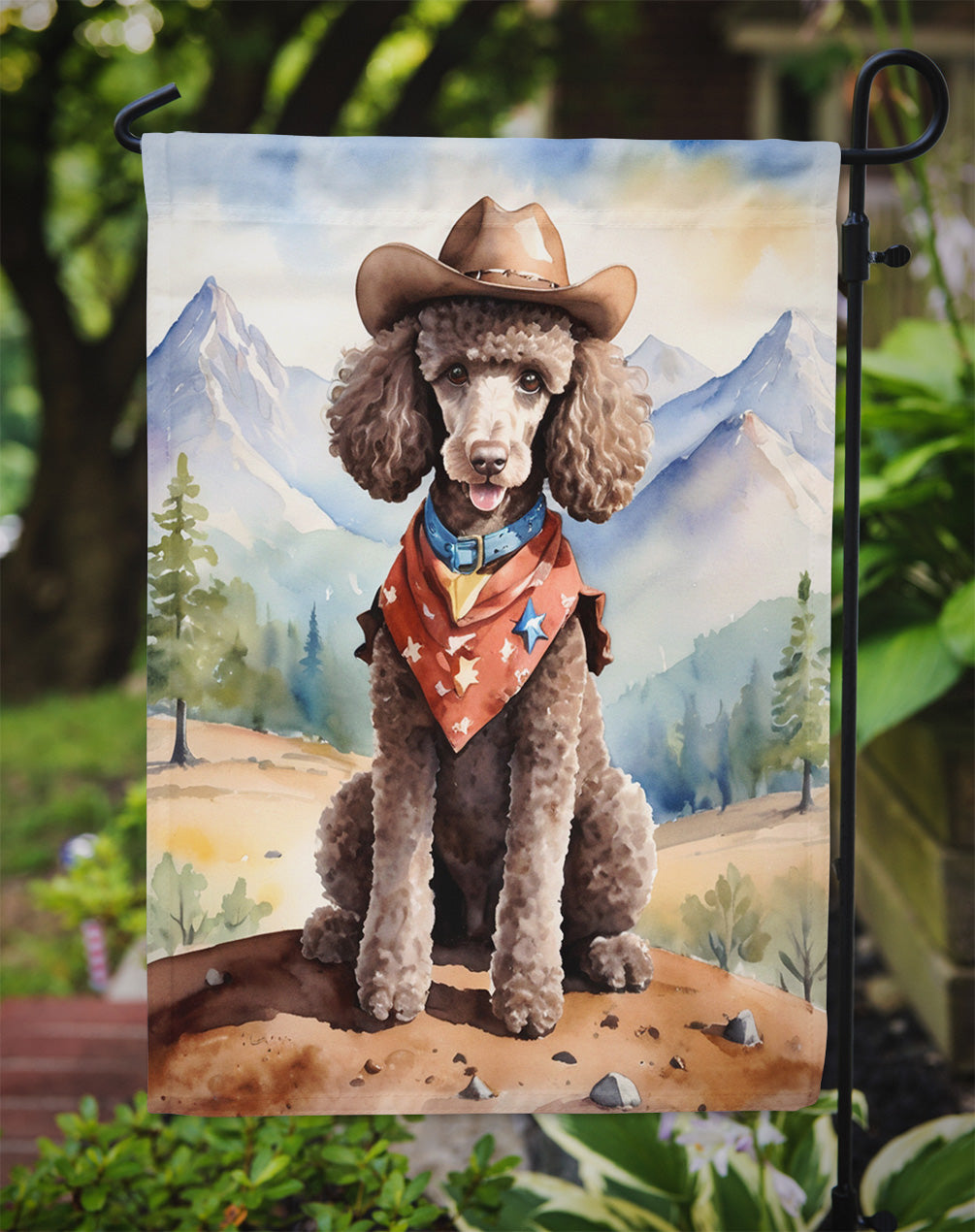 Poodle Cowboy Welcome Garden Flag