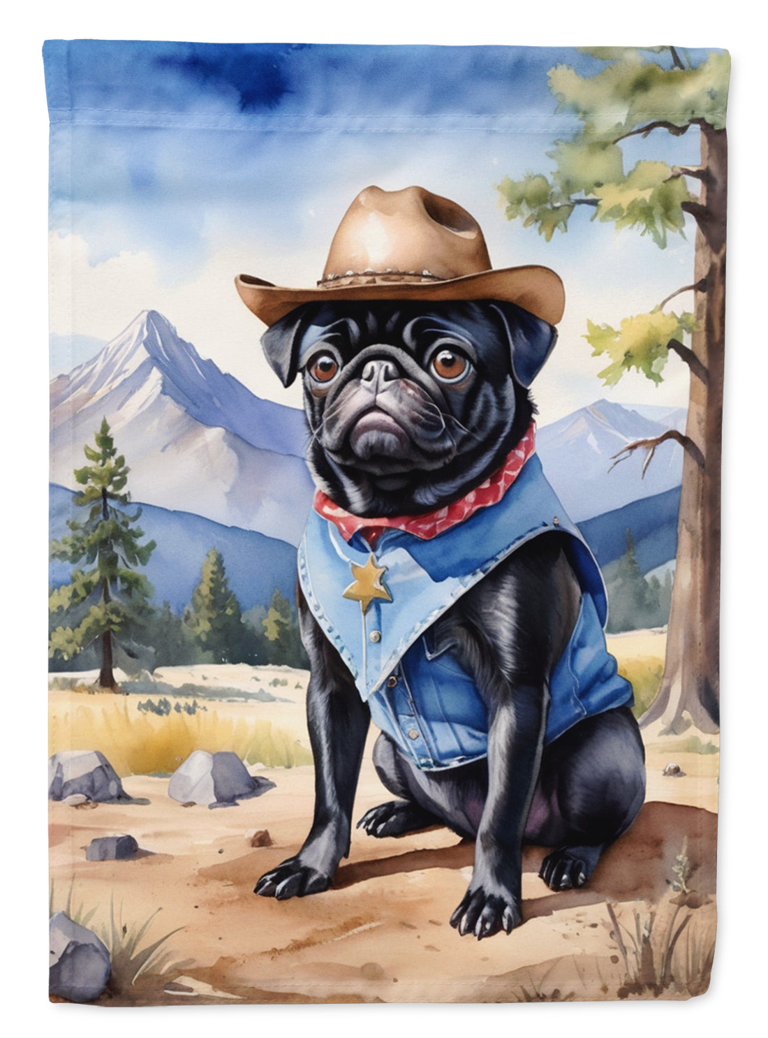 Buy this Pug Cowboy Welcome Garden Flag