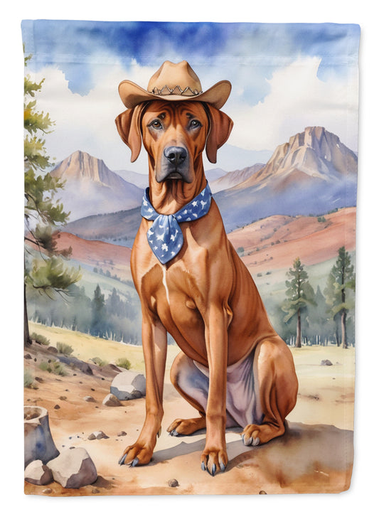 Buy this Rhodesian Ridgeback Cowboy Welcome House Flag