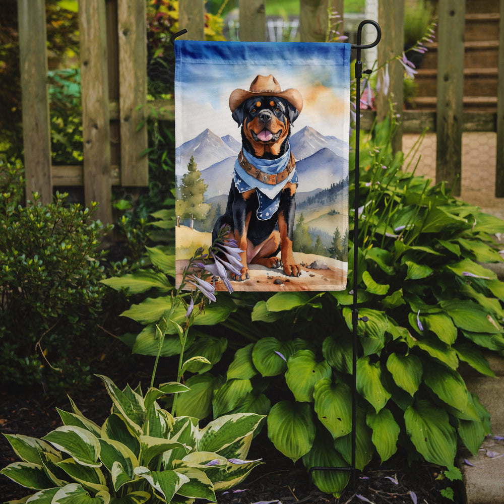 Rottweiler Cowboy Welcome Garden Flag