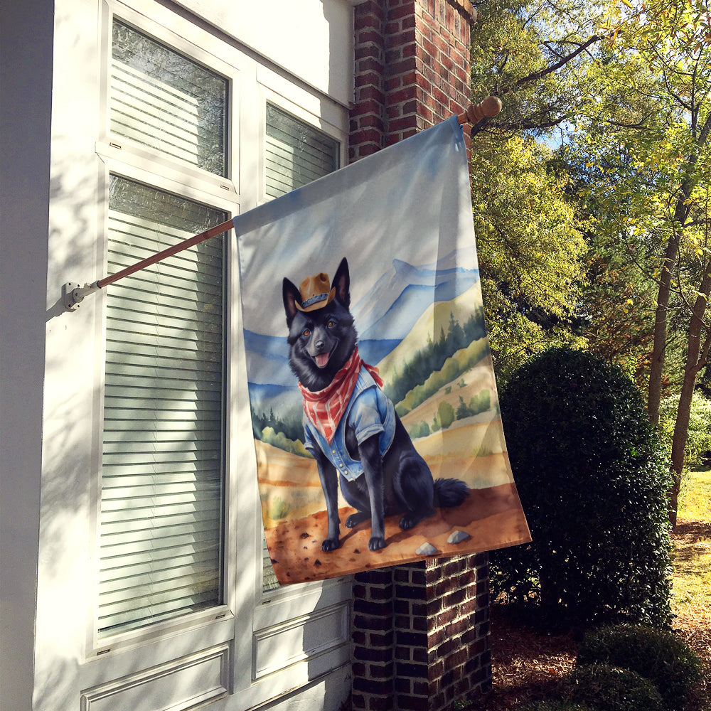 Schipperke Cowboy Welcome House Flag